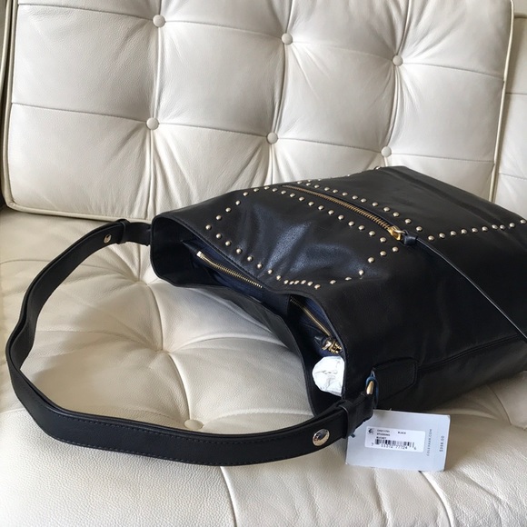Cole Haan Studded Black Leather Bucket NWT - Picture 5 of 8
